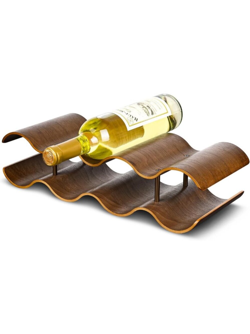 Stylish 7-Bottle Wooden Wine Rack - Freestanding 2-Tier Organizer for Home Bar